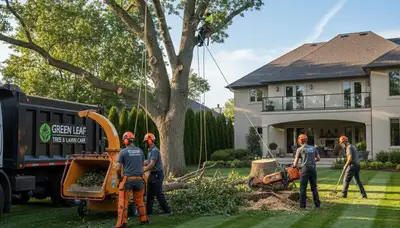 Lawn care and tree service team maintaining healthy grass in Thornton, CO