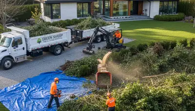Professional shrub removal service in Thornton, CO clearing overgrown bushes for a clean landscape