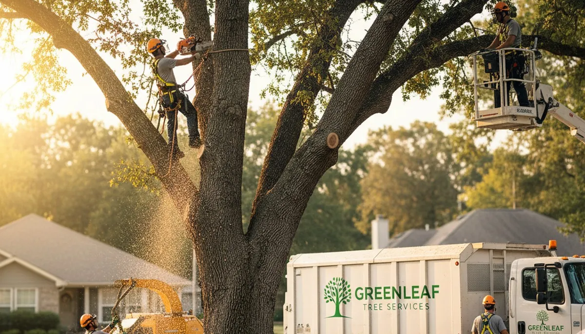 Arborist performing precise tree pruning in Thornton, CO for healthy residential landscape maintenance