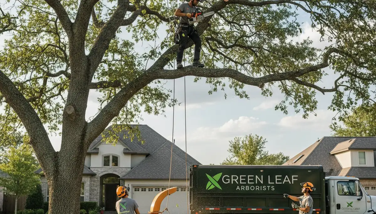 Arborist performing professional tree pruning service in Thornton, CO yard