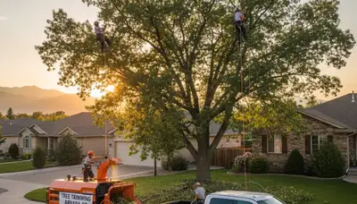 Professional tree removal service in Thornton, CO safely cutting and clearing large trees