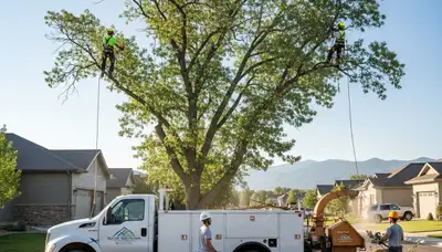 Professional tree removal service in Thornton, CO removing damaged pine safely