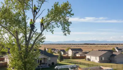 Professional tree removal service in Thornton CO safely cutting and clearing large trees