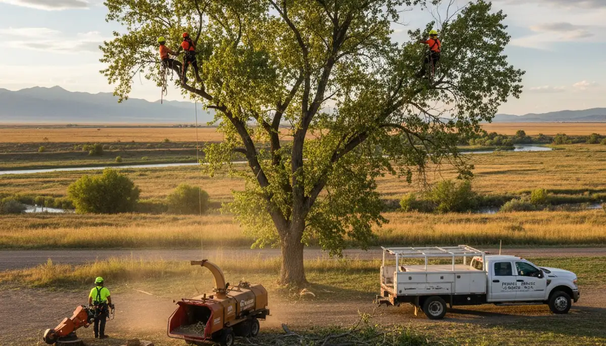Professional tree removal service in Thornton, CO safely cutting and clearing residential trees