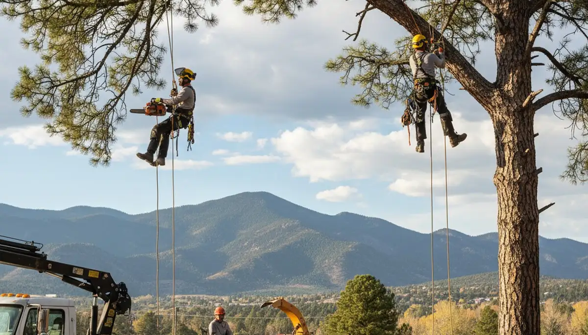 Professional tree removal service in Thornton, CO safely cutting and clearing large trees
