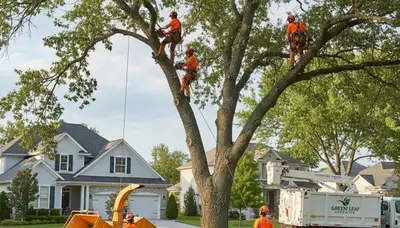 Arborist performing professional tree trimming in Thornton, CO for healthier residential trees