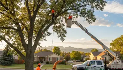 Professional tree removal service in Thornton, CO by expert arborists safely clearing large trees